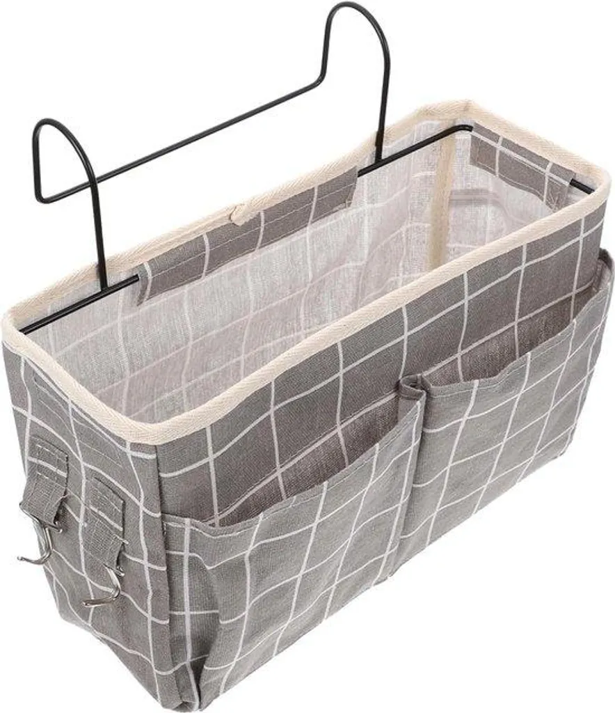 Gagnez de la place avec ce rangement de chevet, pochette de lit tissu