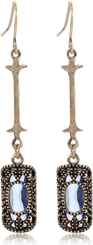 Paar glänzende Piercing-Ohrringe, Charm-Geschenk, Zirkonia, lange baumelnde Ohrringe, Party-Schmuck-Blau