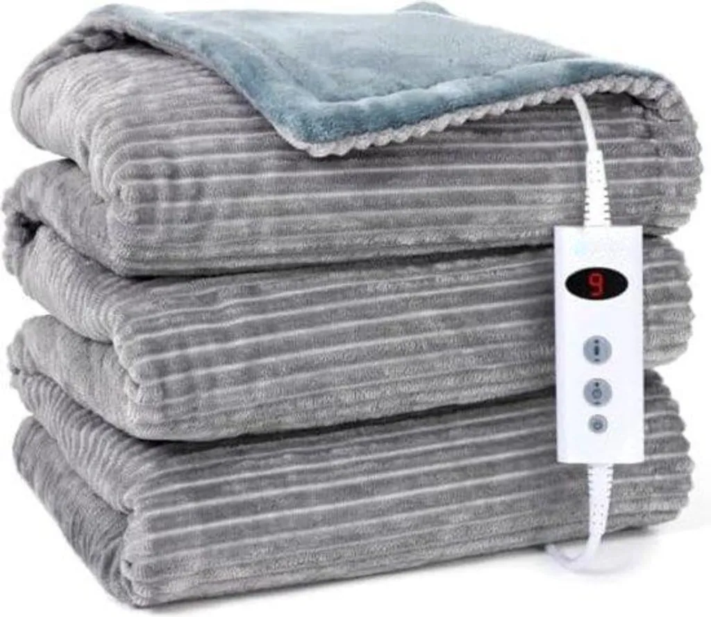 Couverture chauffante 180 x 130 cm Gris pour soulager les tensions 1 pers