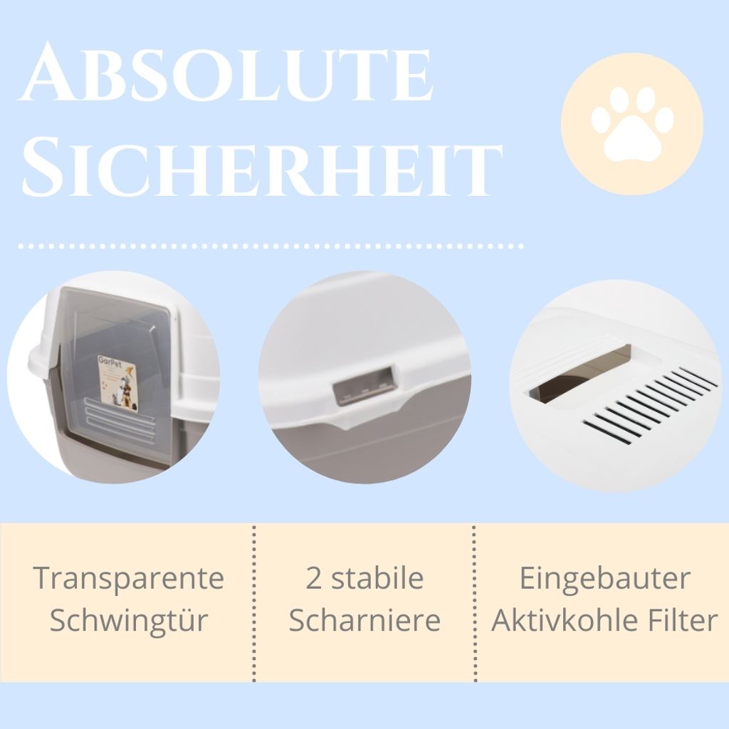 2x Katzenklo mit Deckel - Kippbare Haube - Aktivkohlefilter Produktbild 4
