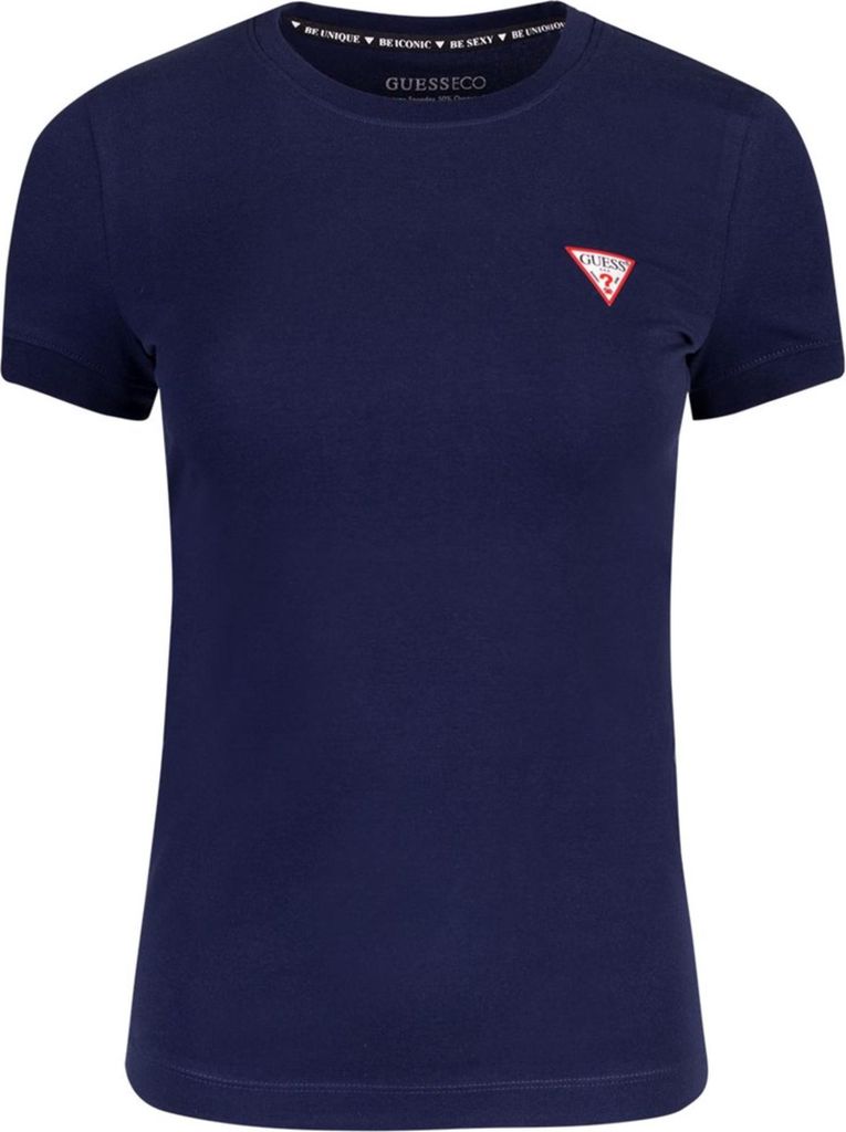 Bio-Baumwoll-T-Shirt Damen Blau mit Logo & Applikation