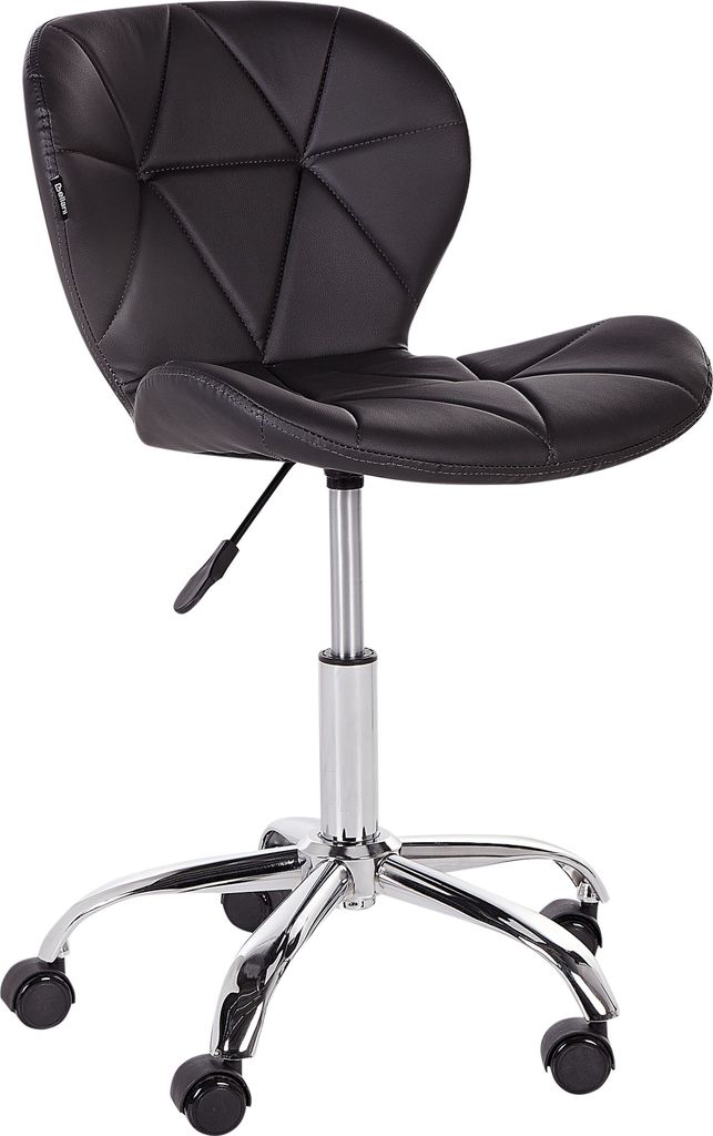 BELIANI Arbeitshocker Schwarz Kunstleder mit Rollen Höhenverstellbar Drehbar Arbeitsstuhl Modern Sitzmöbel Büro Kinderzimmer Jugendzimmer Aussta...