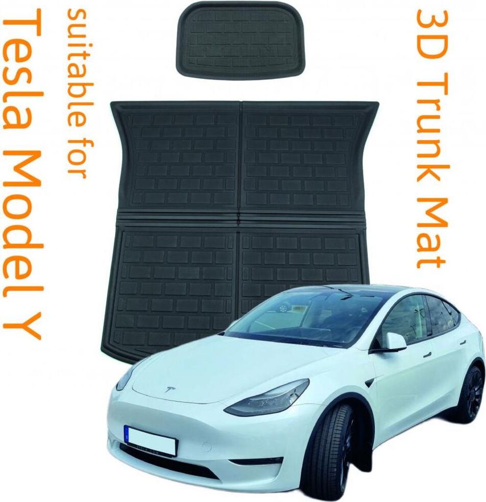 3D Kofferraummatte + Unterbodenmatte passend für Tesla Model Y / Performance rutschfest