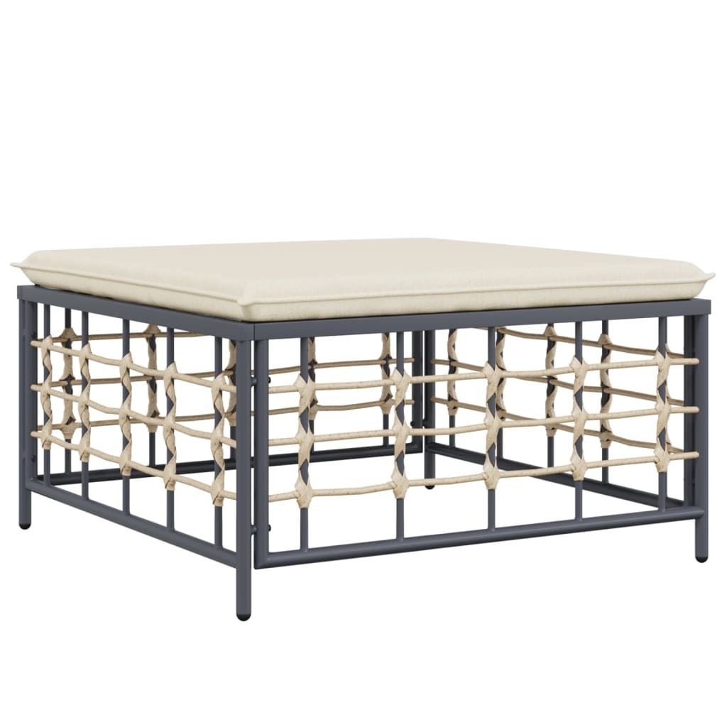 vidaXL Tabouret de jardin avec coussin beige Poly rotin Image du produit 