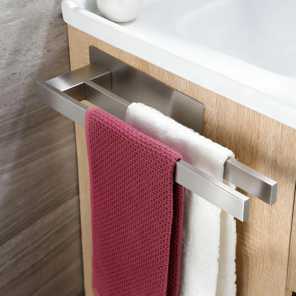 Porte-serviettes double 40 cm inox : fini les trous dans le carrelage