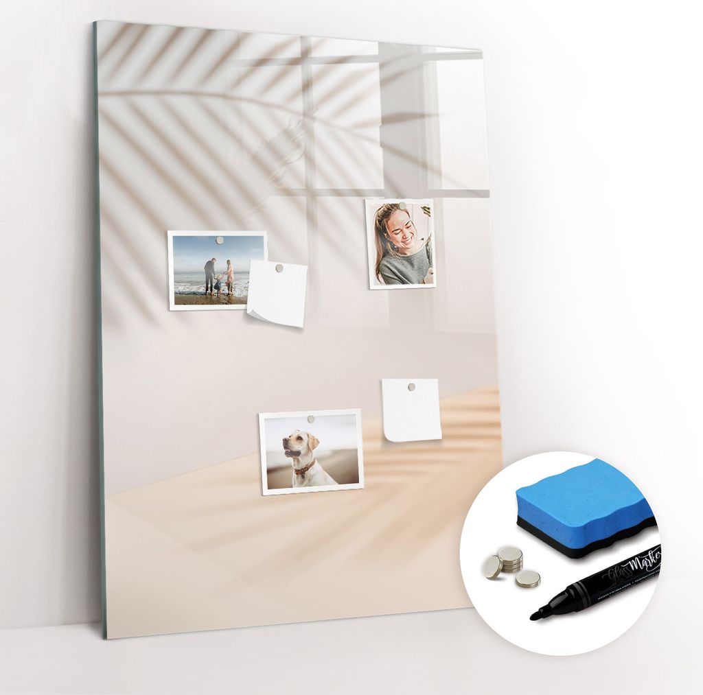 Magnetpinnwand Memoboard - Zubehörsatz - Schwarzer Marker + Schwamm + Magnete - 70 x 100 cm - Der Schatten eines Palmblattes