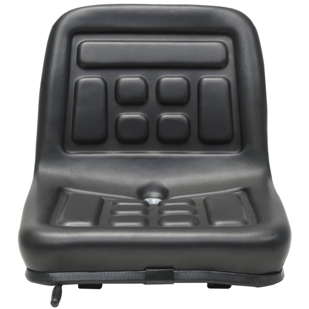 A black tractor seat shown from the front against a white background.