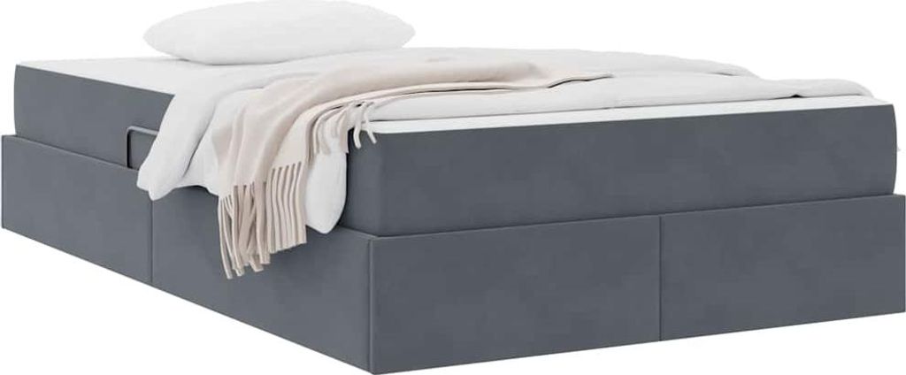 (Design 2026) Aufbewahrungsbett mit Matratze Dunkelgrau 120 x 200cm Samt - HOMMIE 826196 - Klassische BettenJugendbett Tagesbett