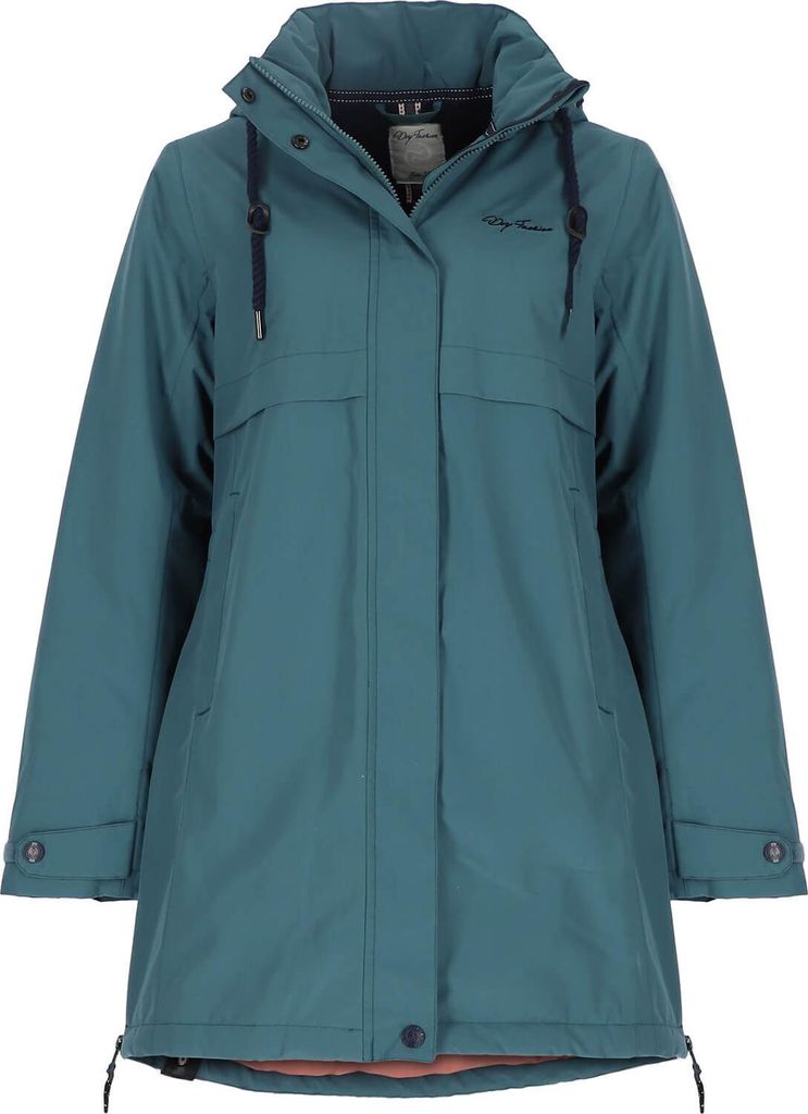 Dry Fashion Damen Funktionsmantel Alaska gefüttert - Lange Funktionsjacke wind- und wasserdicht in Petrol Größe 40