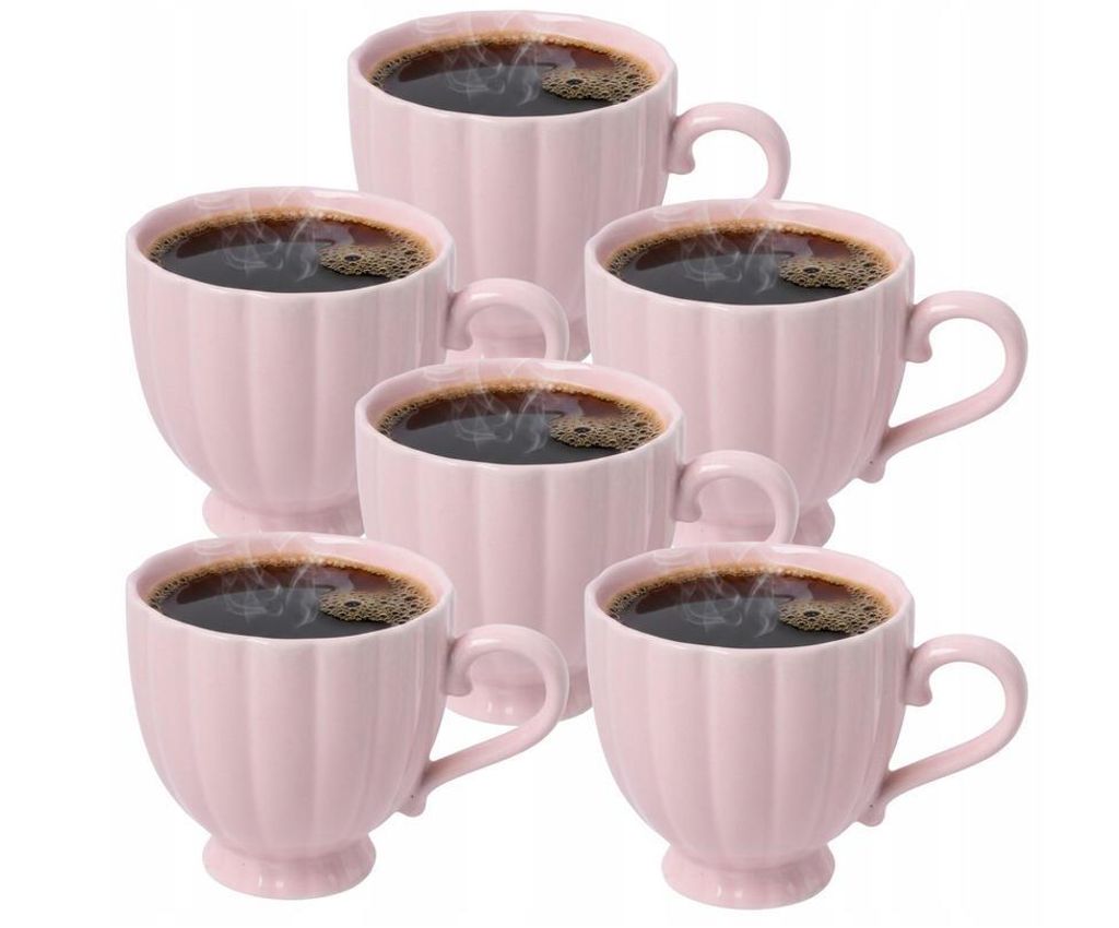 Zestaw 6 filiżanek do kawy w kolorze różowym, 250 ml – Zdjęcie produktu 