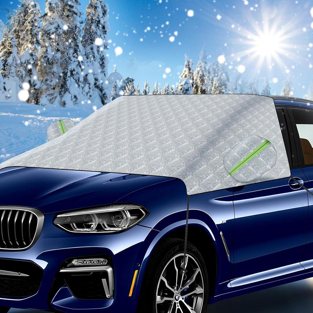 Windschutzscheibenabdeckung 2025 Upgrade,Frontscheibenabdeckung Winter,Scheibenabdeckung Auto Winter,Winddicht, staubdicht, Kratzfest, UV-Schutz