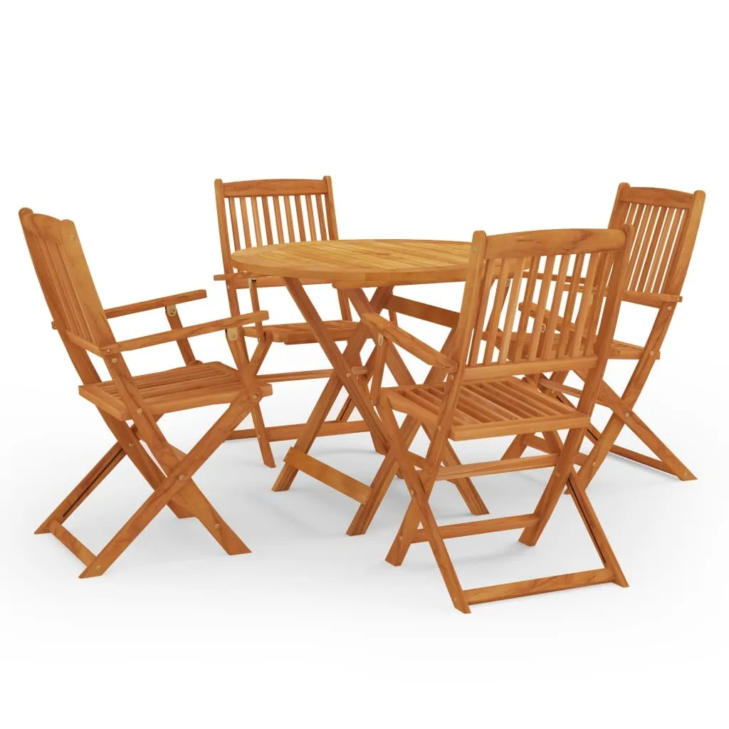 Salon de jardin 4 places pliant en eucalyptus pour repas en plein air 5-pc