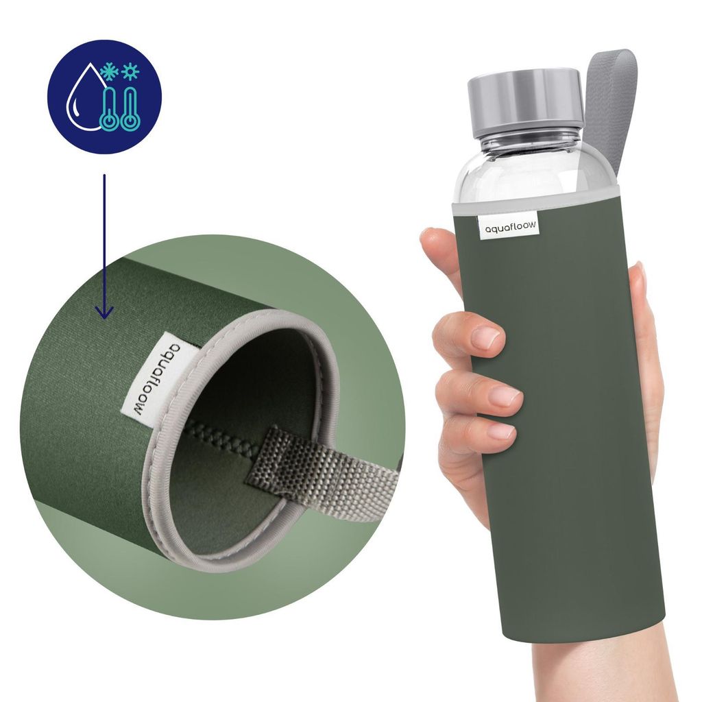 Aquafloow NeoGlass 700 ml Glasflasche für Wasser – Grüne