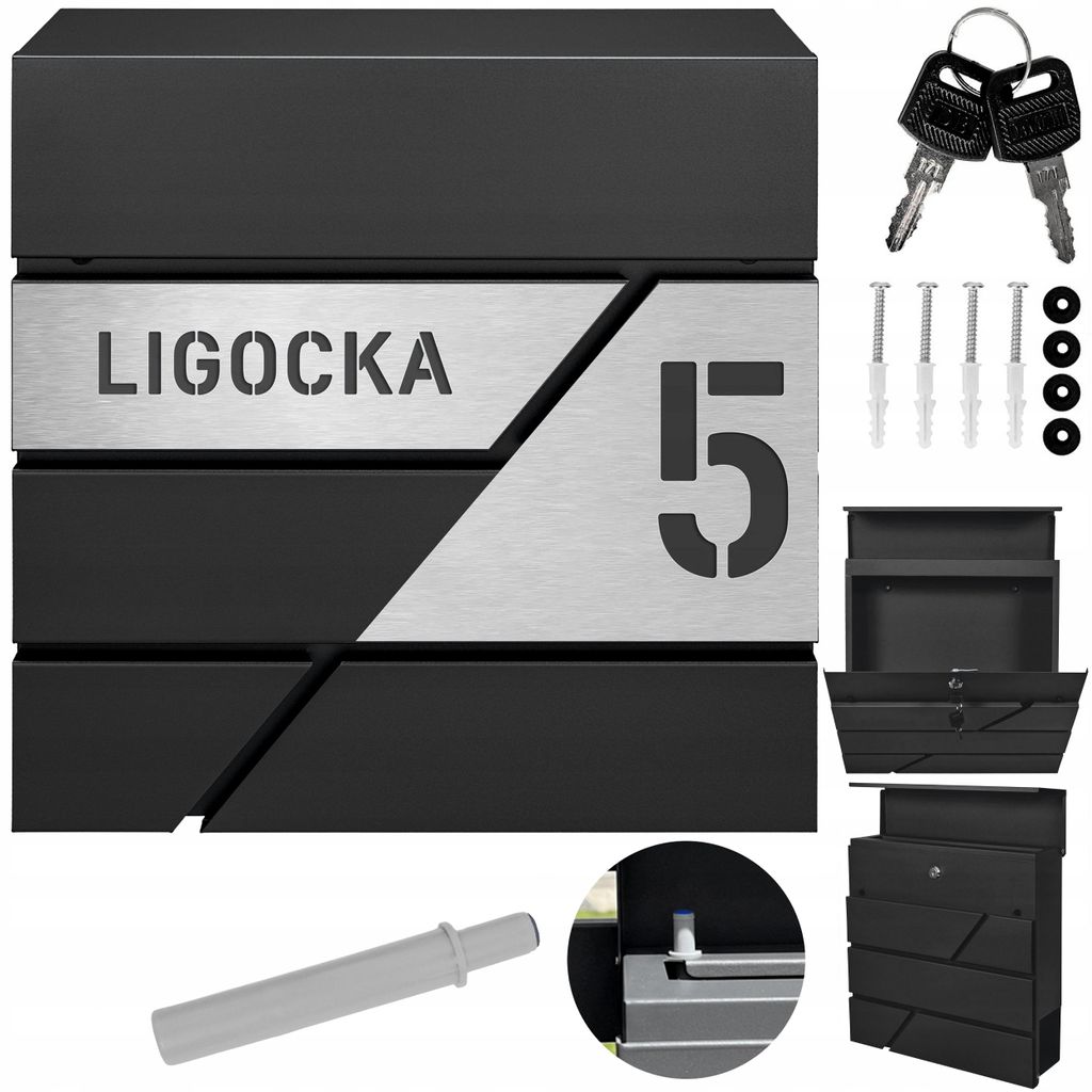 Antracytowa Skrzynka Pocztowa Modern Na Listy Z Laminatem Zdjęcie produktu 