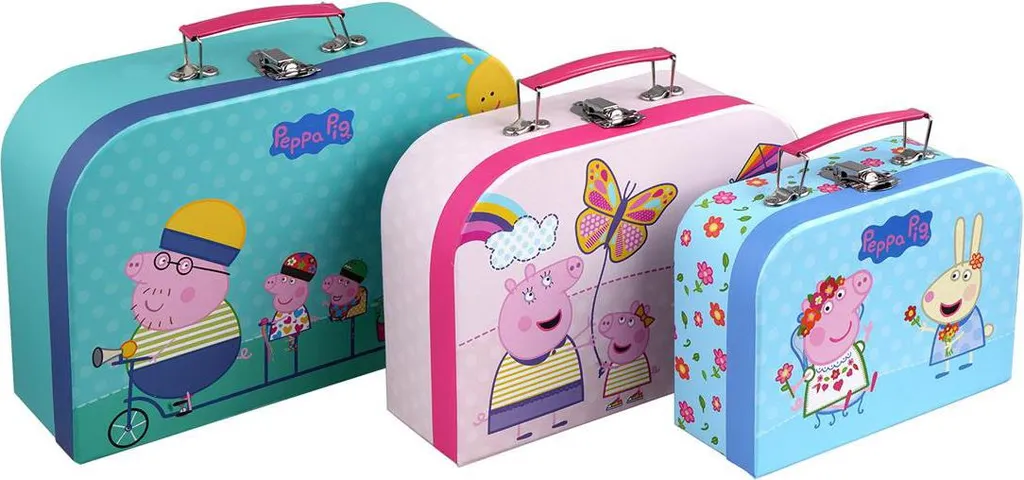 Valises Peppa Pig 3 pièces à roulettes pivotantes pour cabine