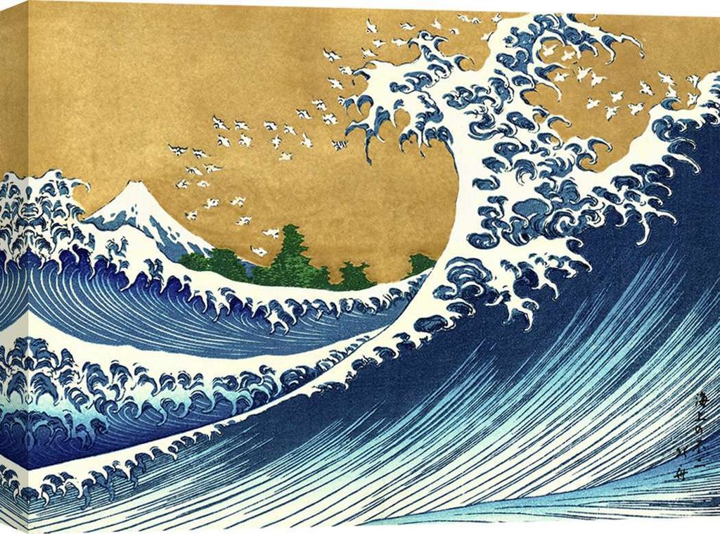 Japanischer Kunstdruck auf Leinwand – Katsushika Hokusai, The Big Wave (from 100 views of Mt. Fuji) – 120x90 cm