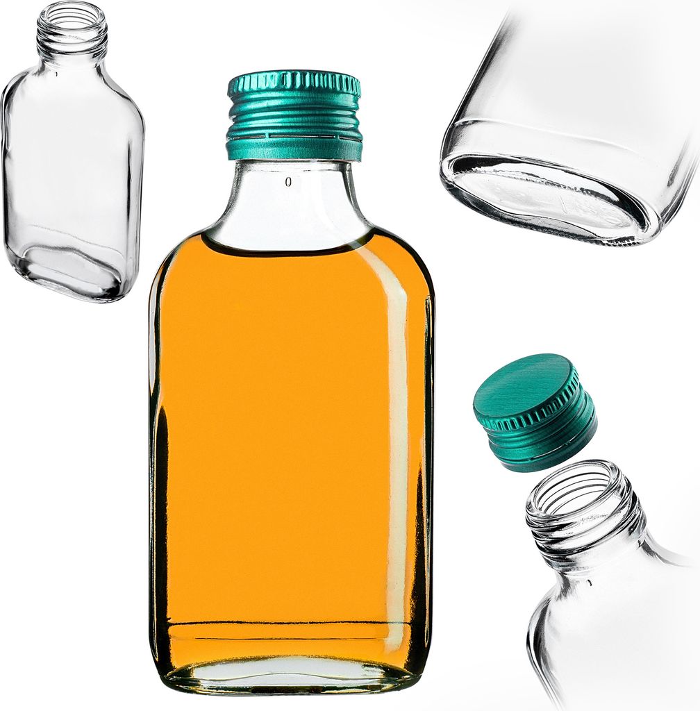 Kolba biodrowa KADAX 100ml, 10 sztuk, małe szklane butelki Zdjęcie produktu 