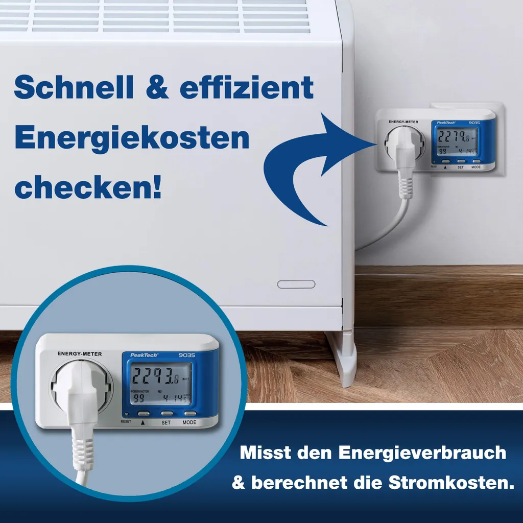 PeakTech 9035 Appareil de mesure d'énergie avec calcul de coût réel