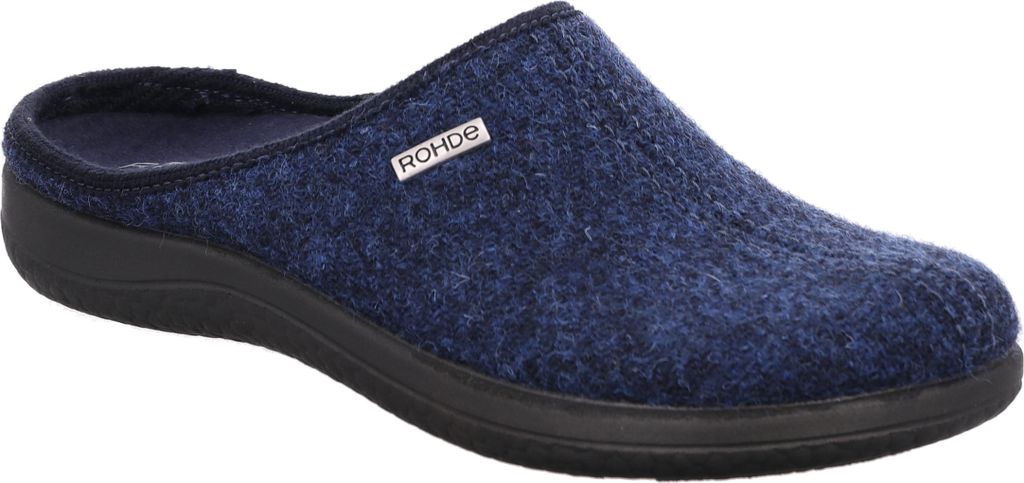 Rohde Damen Pantoffel Hausschuh Schurwolle Harris Tweed Bari 6545, Größe:42 EU, Farbe:Blau