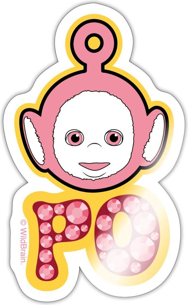 Spreadshirt Teletubbies Po Mit Glitzer-Design Sticker Aufkleber, 10 x 10 cm, Weiß glänzend