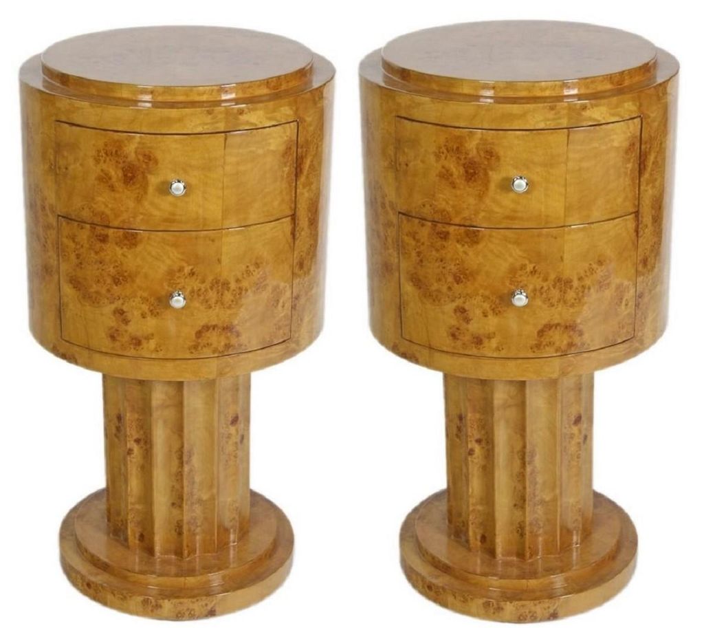 Casa Padrino Set di tavolini Art Deco marrone chiaro Ø 40 x Immagine del prodotto 