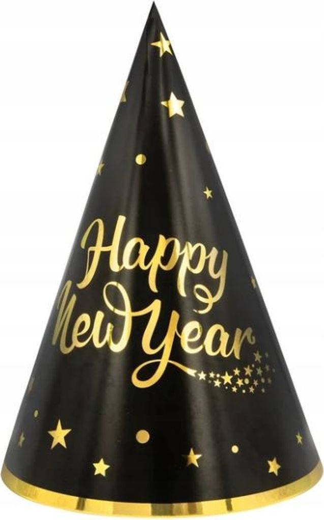Hüte mit goldener Aufschrift Happy New Year 6 Stück