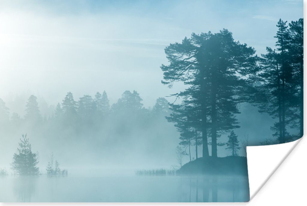 MuchoWow Poster Wald - Licht - Nebel 30x20 cm - Plakate - Print