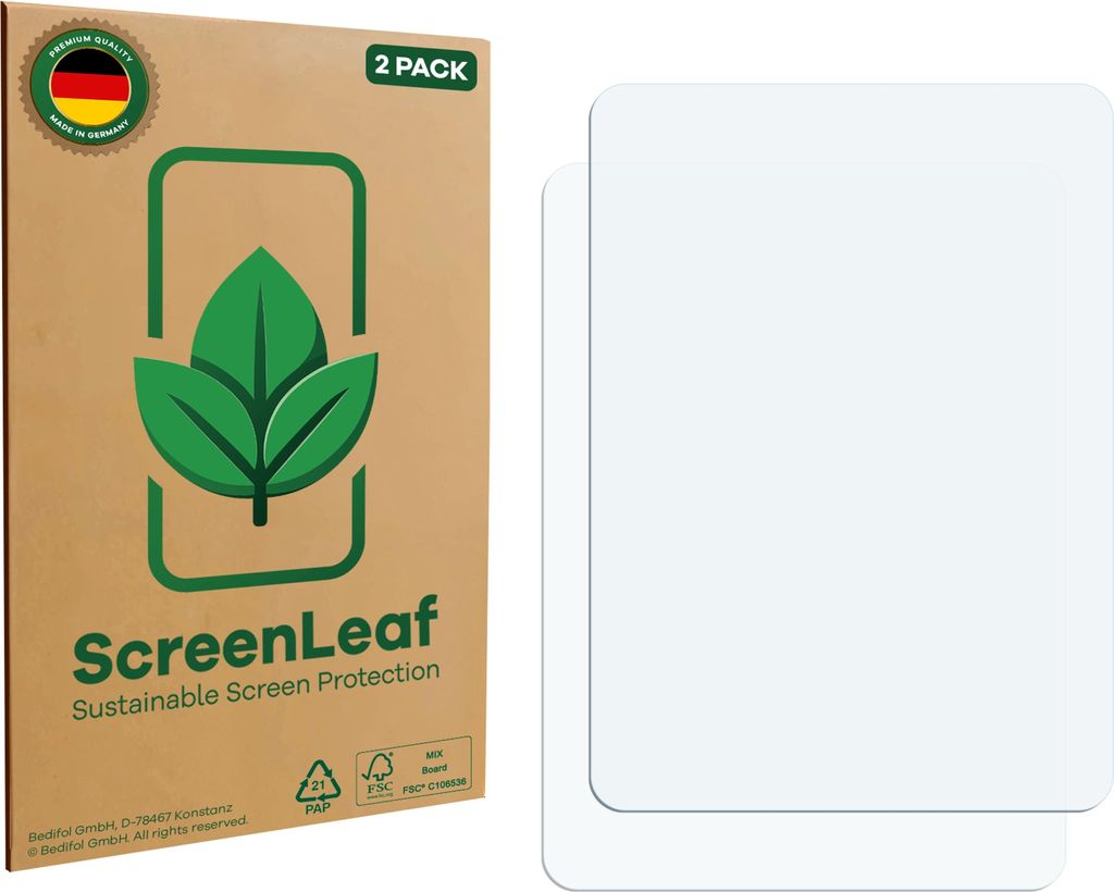 2x ScreenLeaf Schutzfolie für Amazon Kindle Paperwhite Kids 2024 nachhaltiger Displayschutz Display Schutz Folie Klar Transparent