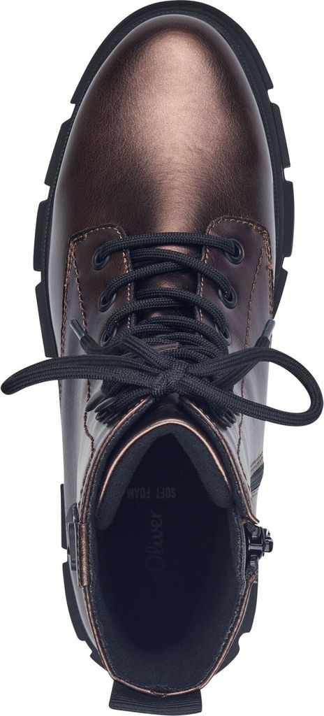 s.Oliver Damen Stiefelette Schnürboot Matt Metallic Look Plateau 5-25214-41, Größe:37 EU, Farbe:Braun