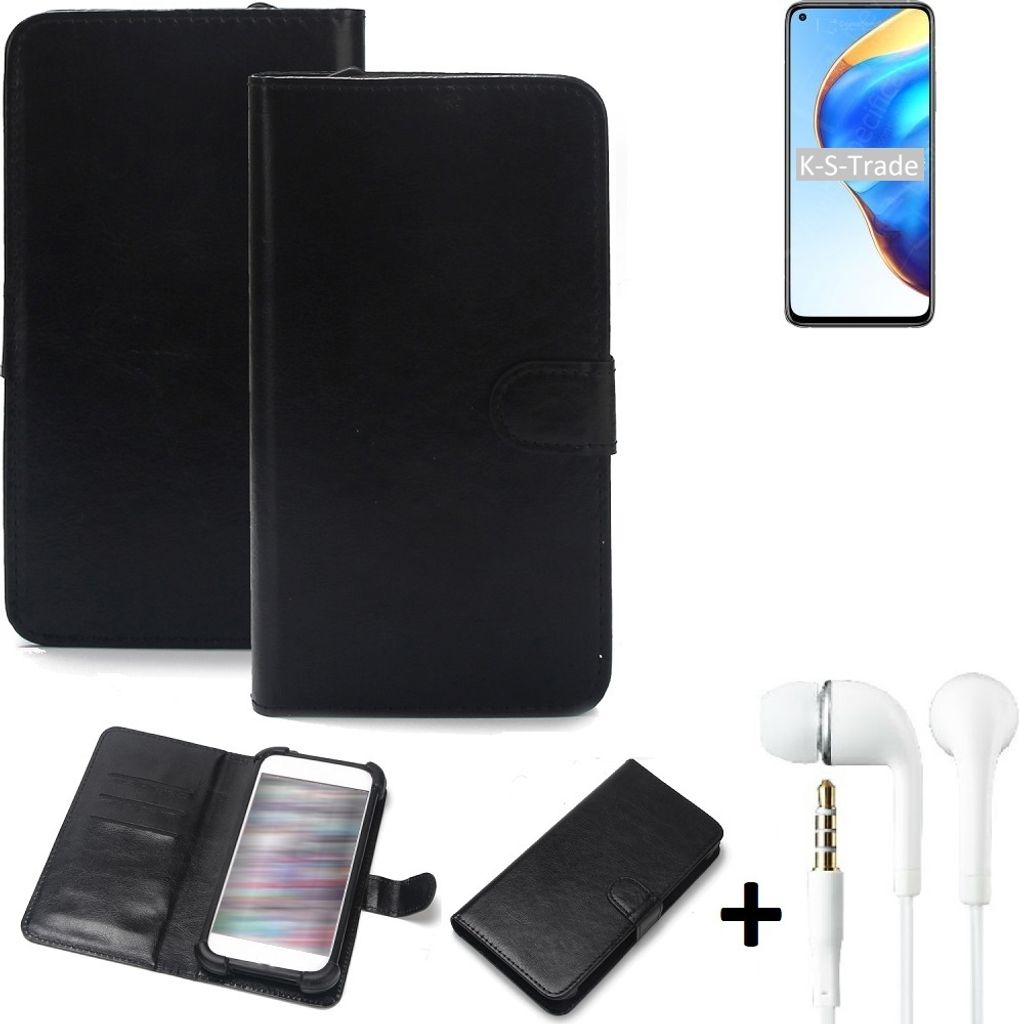 K-S-Trade Wallet Case Handyhülle kompatibel mit Xiaomi Mi 10T Pro Schutzhülle Flip cover Flipstyle Tasche Hülle Flipcover Slim Bumper schwarz + in