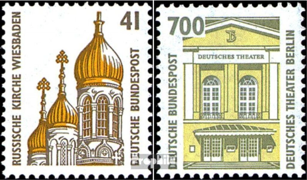 Briefmarken BRD (BR.Deutschland) 1993 Mi 1687,1691 (kompl.Ausgabe) postfrisch Sehenswürdigkeiten (XV)