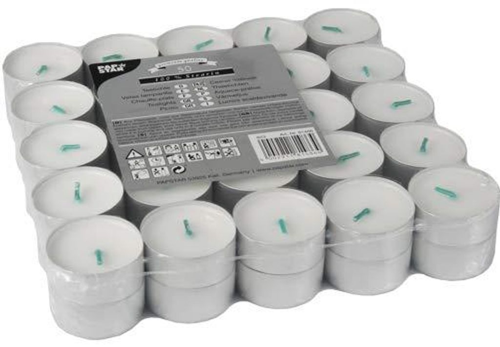 PAPSTAR tea lights diametro: 37,2 mm bianco 50 pezzi Immagine del prodotto 