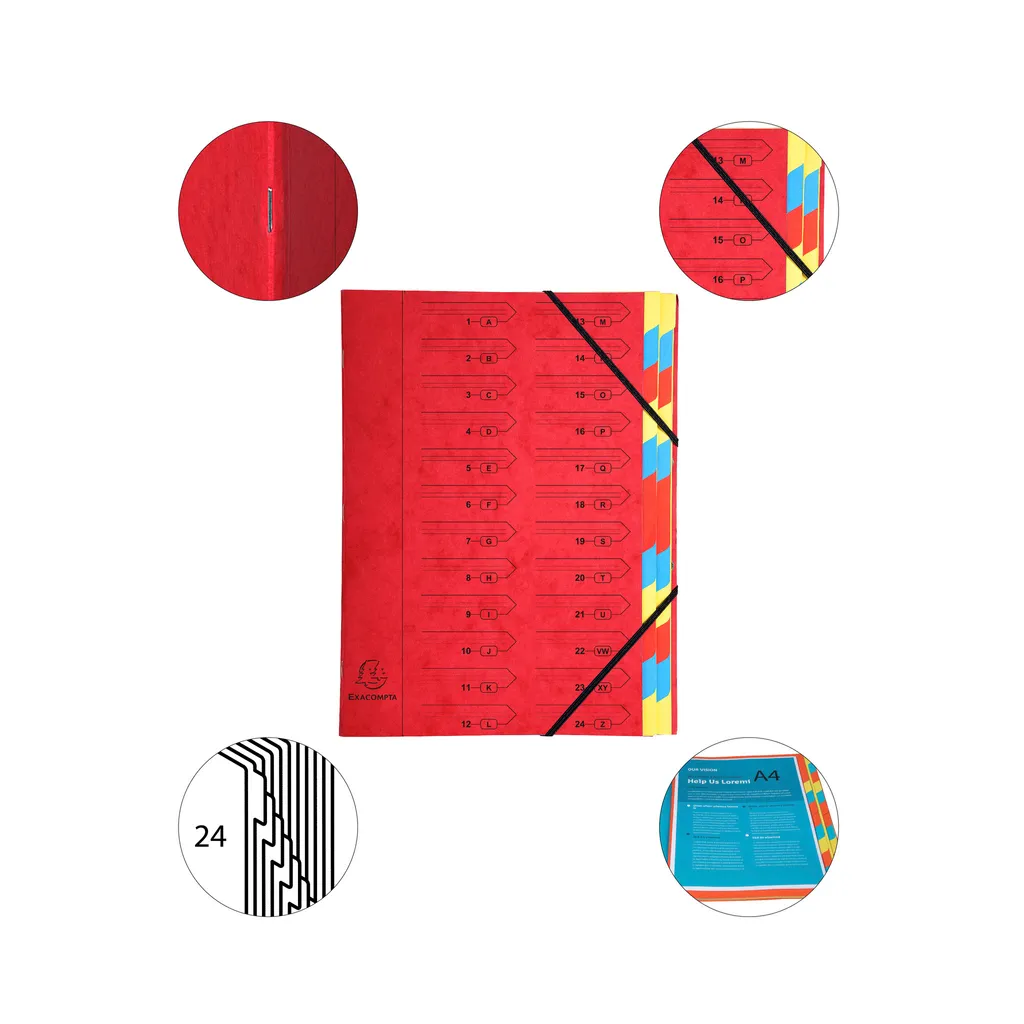 Trieur de bureau 24 compartiments pour organiser vos documents A4 rouge - 5