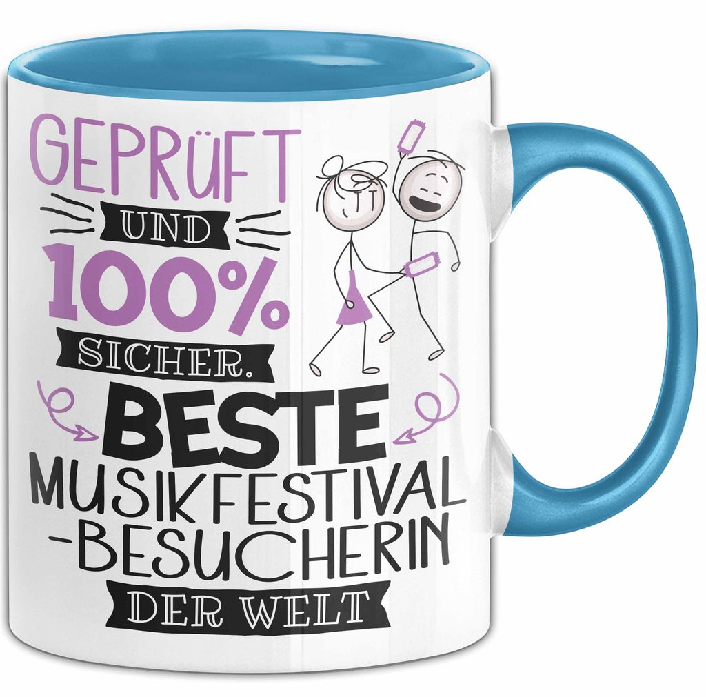 Beste Musikfestival-Besucherin Der Welt Tasse Geschenk für Eine Musikfestival-Besucherin Und Sicher Geschenkidee Geburtstag Weihnachten (Blau)