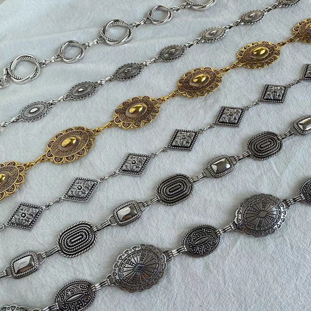 INF Vintage Silber Bauchkette - Boho Western Statement Schmuck für Damen