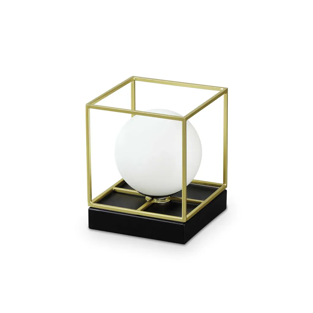 Lampe Design Lingotto TL1 Small Structure Noire et Globe en Verre Blanc