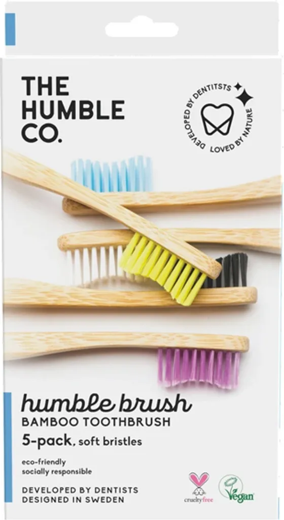 Brosse à dents en bambou zéro déchet pour gencives sensibles x5 Famille