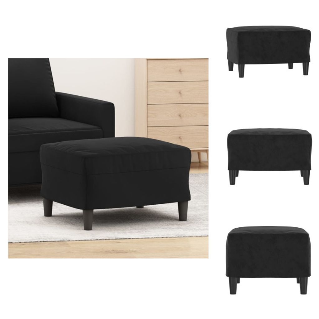 vidaXL Fußhocker Schwarz 60x50x41 cm Samt - Polsterhocker