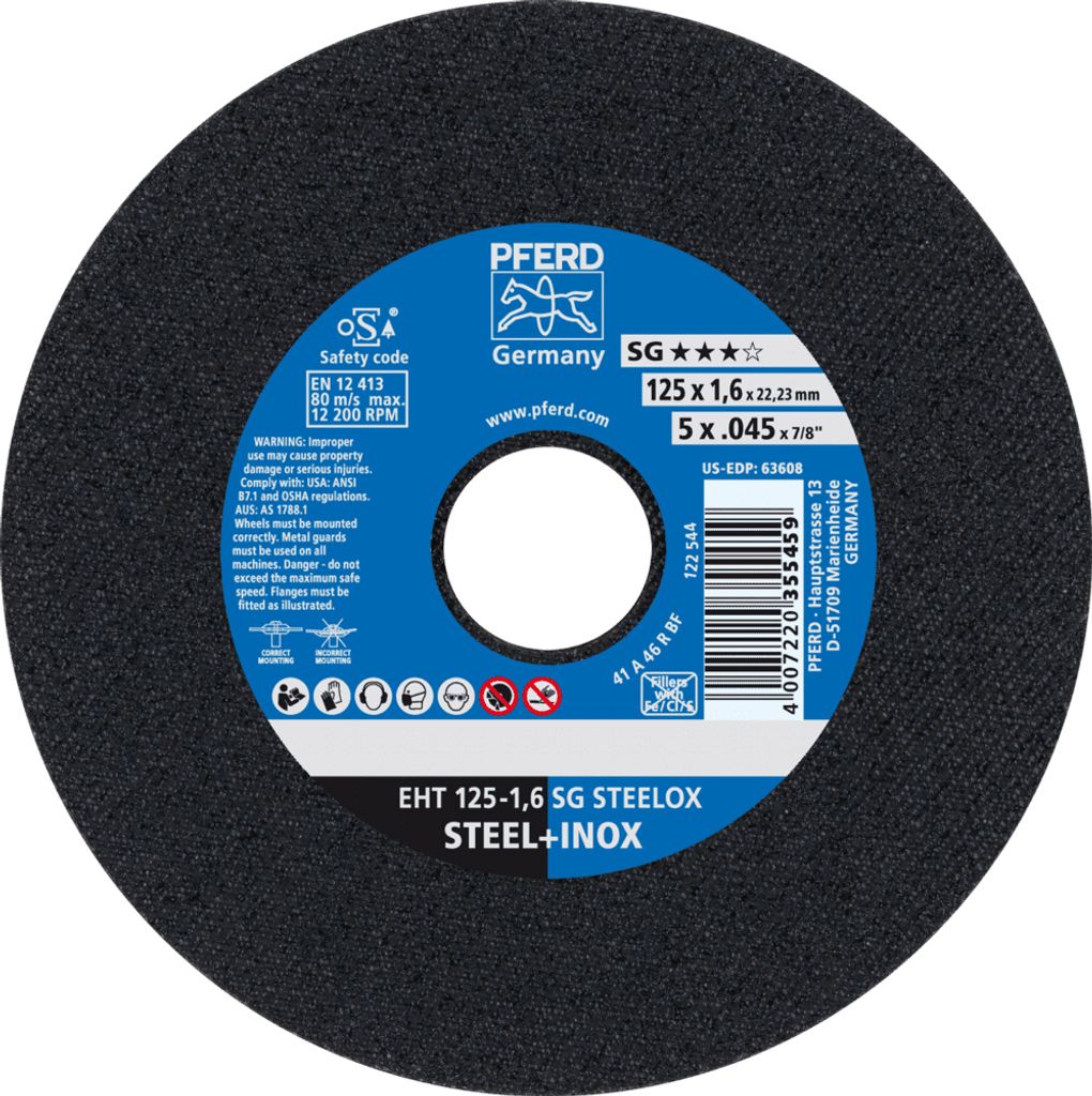 PFERD TOOLS Trennscheibe EHT 150x1,6x22,23 mm gerade Leistungslinie SG STEELOX für Stahl/Edelstahl