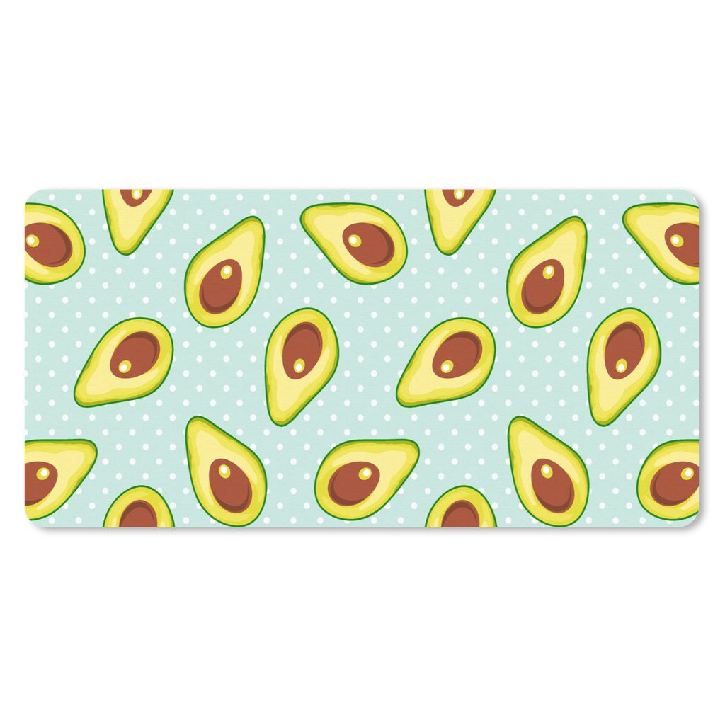 MuchoWow Mauspad Mousepad Avocado - Muster - Polka dots 60x30 cm - Mousepads - Maus Mat - Pad - Mausunterlage - Nachhaltig