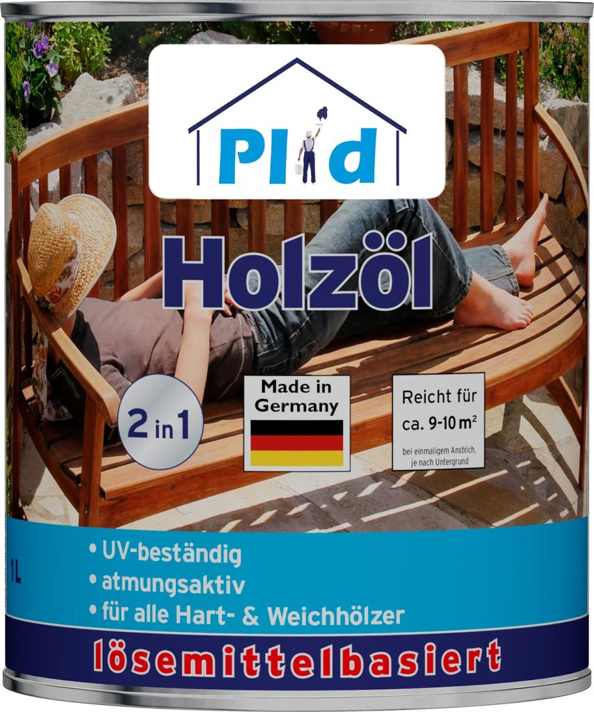 Plid Holzöl 1L Teak für ca. 10m² – Holzschutz & Pflegeöl für Gartenmöbel, Terrassen, Zäune & Außenbereich – Wetterbeständiger Imprägn...