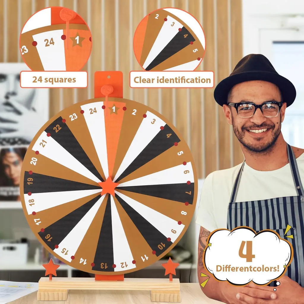 Roue de la fortune effaçable 24 segments avec support de table - 3