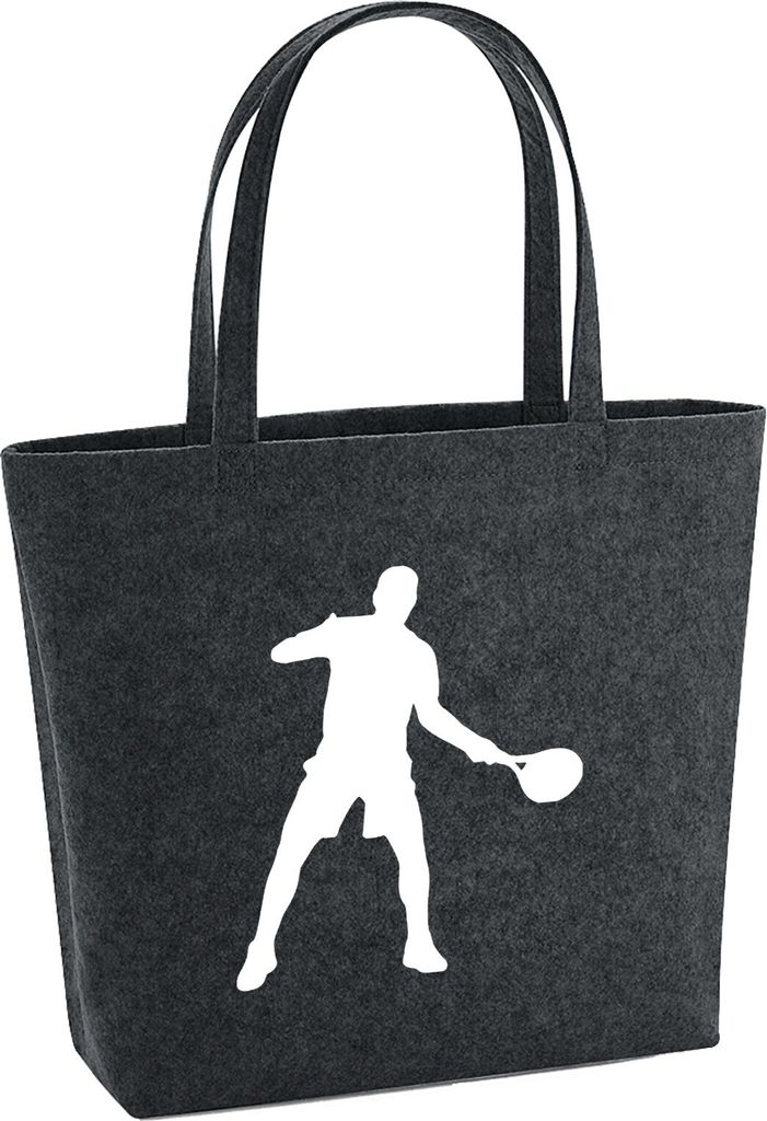 Huuraa Filzshopper Tennis Silhouette 22 Liter Charcoal Melange Filztasche Geschenkidee