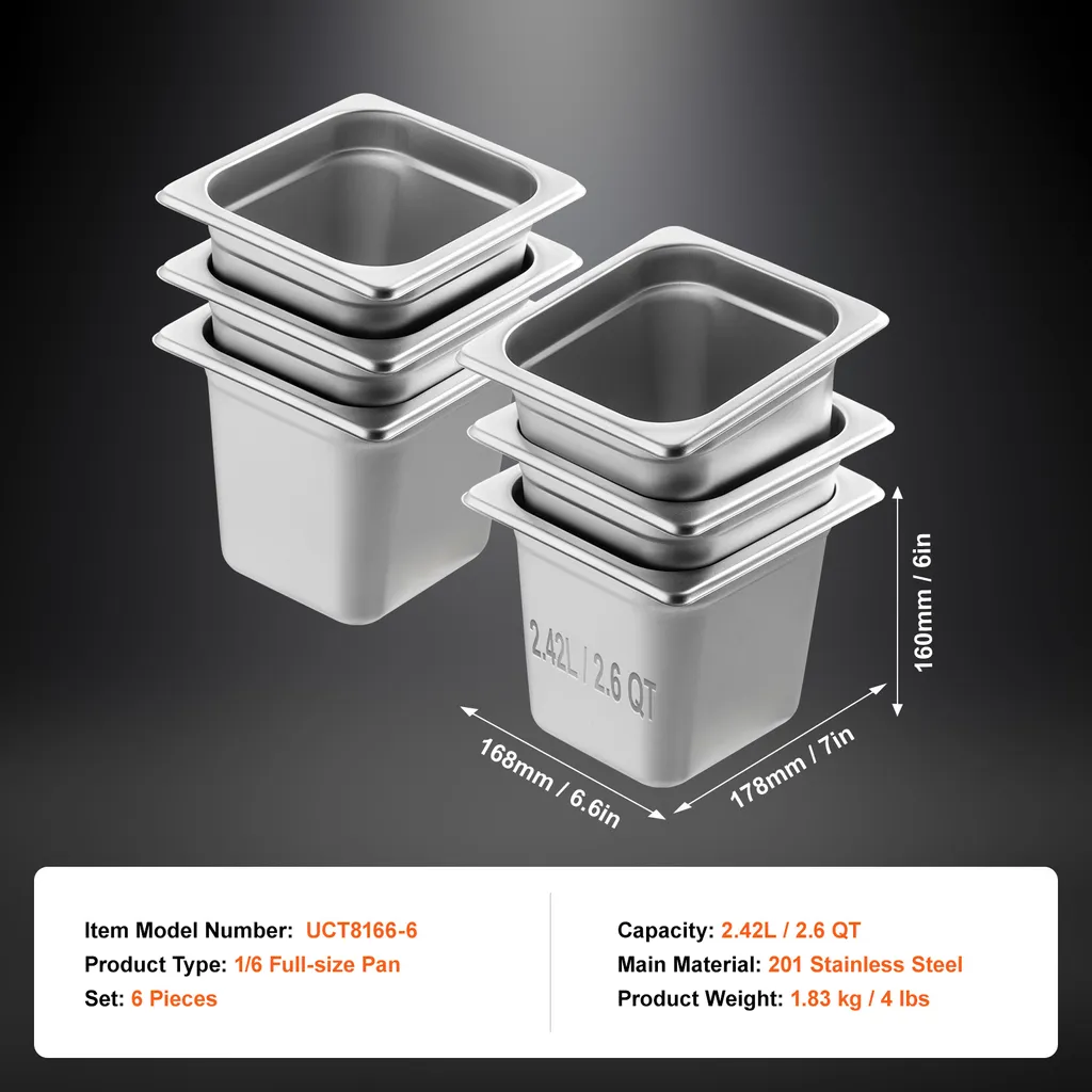 Set 6 Contenitori SucceBuy 1/6 GN per Tavolo a Vapore e Buffet - 7