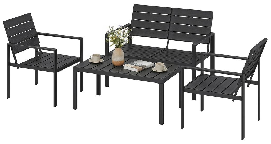 Outsunny tuinmeubelset, zithoek voor 4 personen, tuinlounge Productafbeelding 