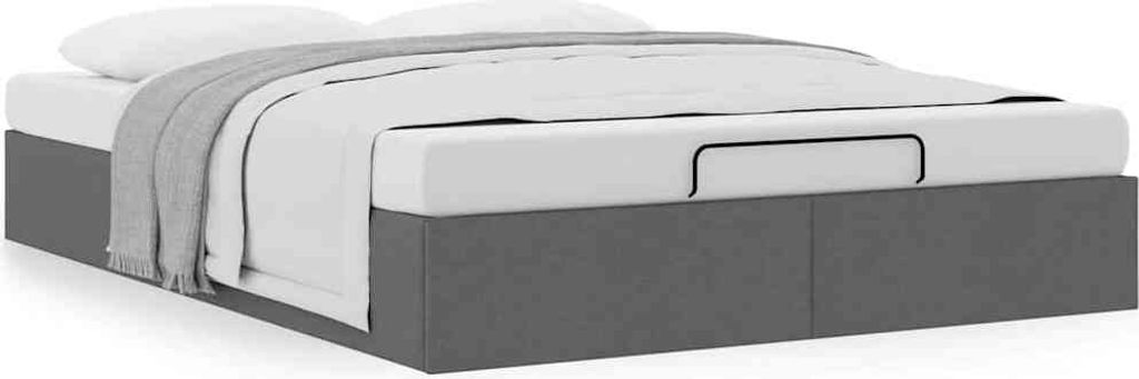 Ottoman-Bett ohne Matratze Dunkelgrau 140x190 cm Stoff