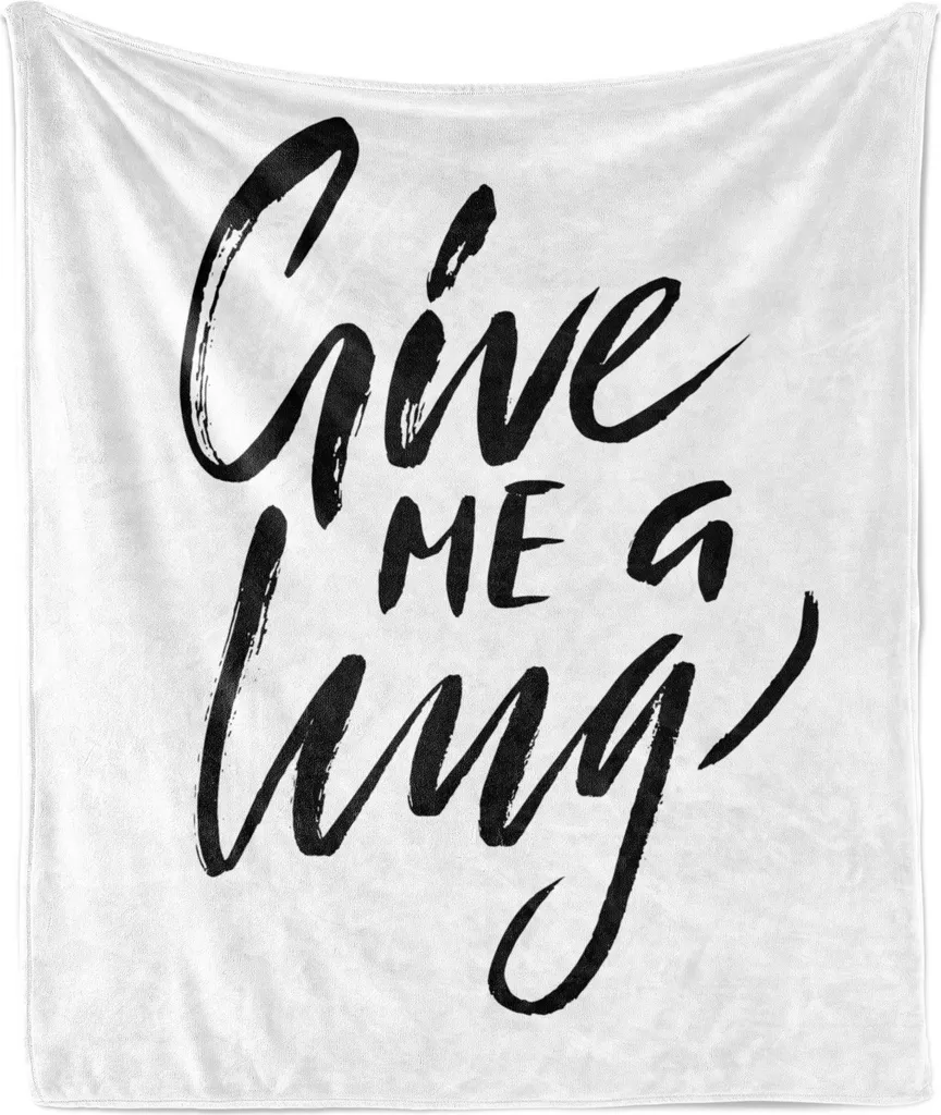 ABAKUHAUS Coperta morbida in flanella e pile, tema Love Calligrafia monocolore Me di Give a Hug Citazione scritta con pennello, 175 x 230 cm, grigio antracite bianco