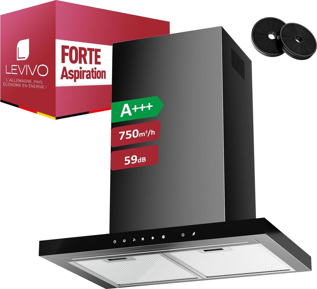 LEVIVO A+++ Hotte aspirante 60cm à recyclage d'air & Image du produit 