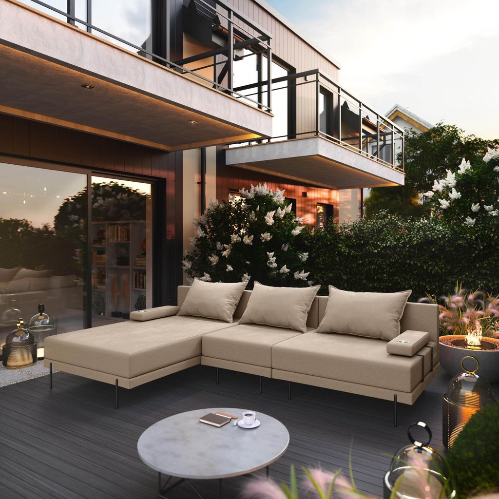 TRADA Gartensofa lounge set Bahama S Beige Gartenmöbel set Produktbild 