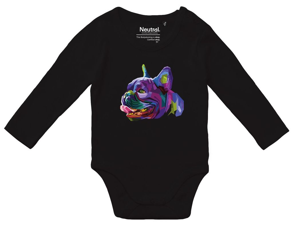 Huuraa Baby Body Mops Colorful 74 Black Baumwolle Fairtrade Langarmbody Geschenkidee